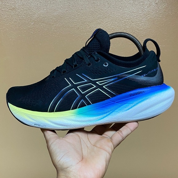 ASICS GEL-NIMBUS 25 Men\'s Running Sneakers Black Blue Glow Yellow Size 8.5 Wide main image 11